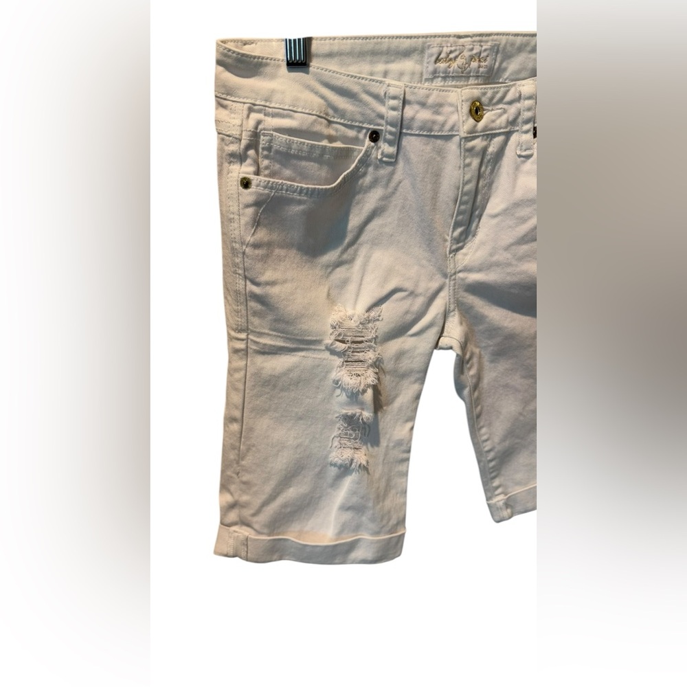 Baby Phat Distressed White Denim Shorts - Picture 6 of 7